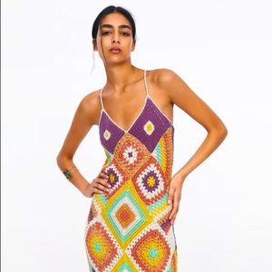 Zara colorful crochet maxi dress